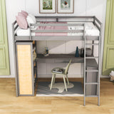 Twin Loft Bed with Desk and Storage Shelves for Adults, Teens