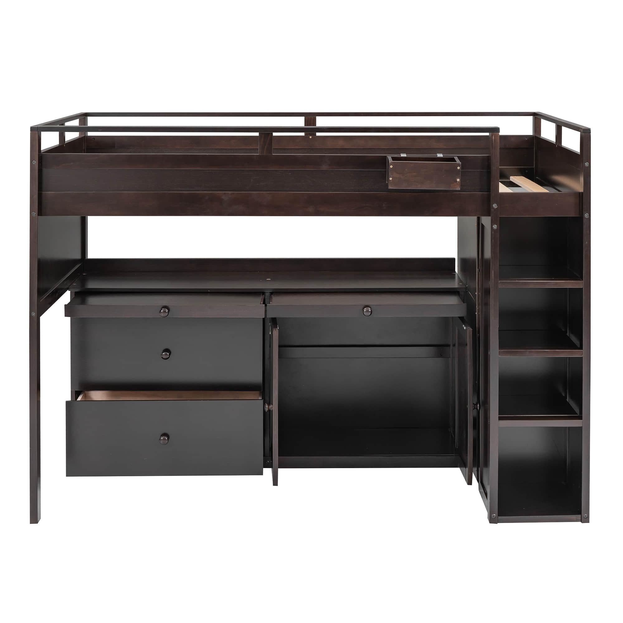 Twin Loft Bed with Desk and Storage for Kids, Teens - [Wooden]