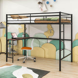 Twin Metal Loft Bed with Desk Underneath for Teen, Junior, Adult