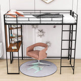 Metal Twin Loft Bed with Desk and Storage Shelves for Teens, Junior, Adult