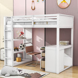 Twin Size Loft Bed with Desk and Storage Drawers, Shelves for Adults, Kids - [Wood]