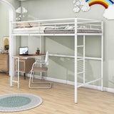 Twin Metal Loft Bed with Desk Underneath for Teen, Junior, Adult