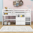 Twin Size Kids Low Loft Bed with Desk, Stairs and Storage Drawers