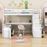 Twin Loft Bed with Desk and Stairs, Storage for Teens, Kids - [Drawers]