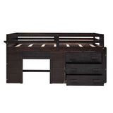 Low Twin Loft Bed with Detachable Storage Dresser for Kids - [Wood, Playhouse, Drawers]