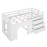 Low Twin Loft Bed with Detachable Storage Dresser for Kids - [Wood, Playhouse, Drawers]