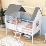 Low Twin Loft House Bed for Kids, Toddler - [Wood, Fun]