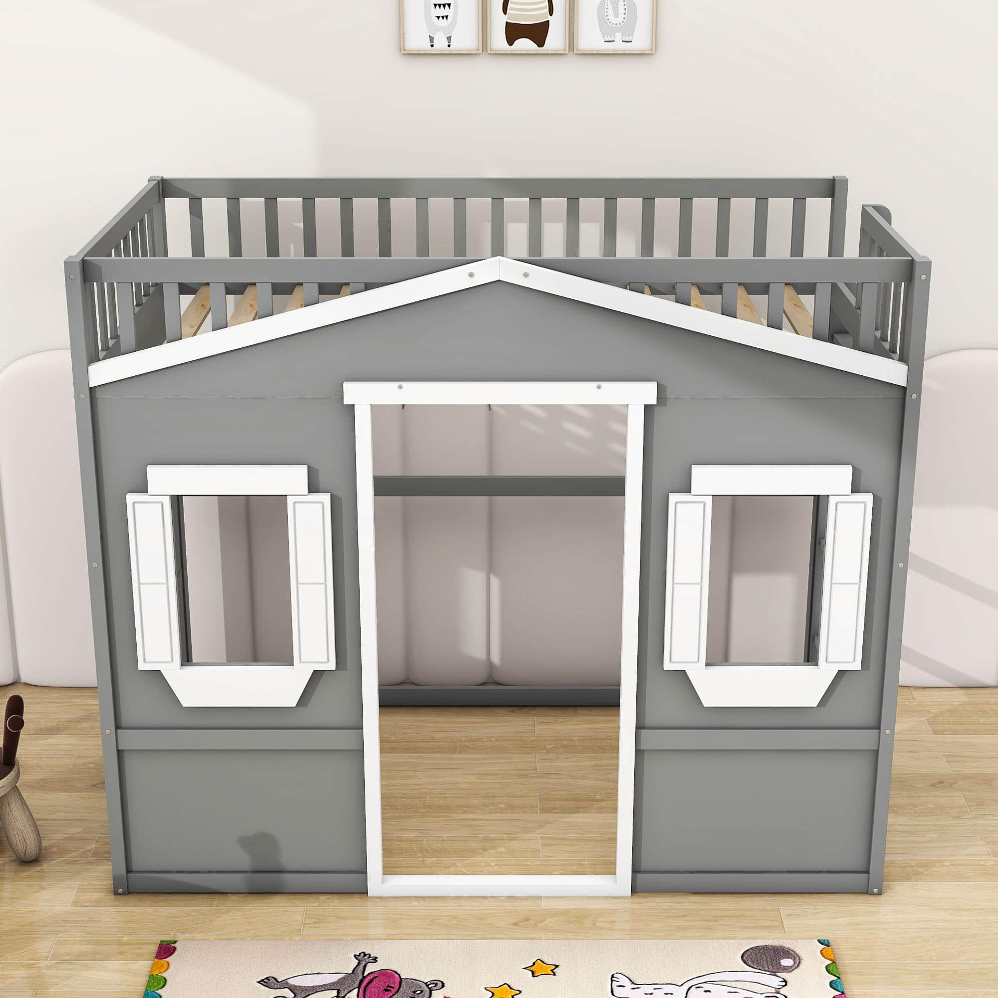 Sturdy Twin Size House Loft Bed for Girls and ,Boys - [Wooden]