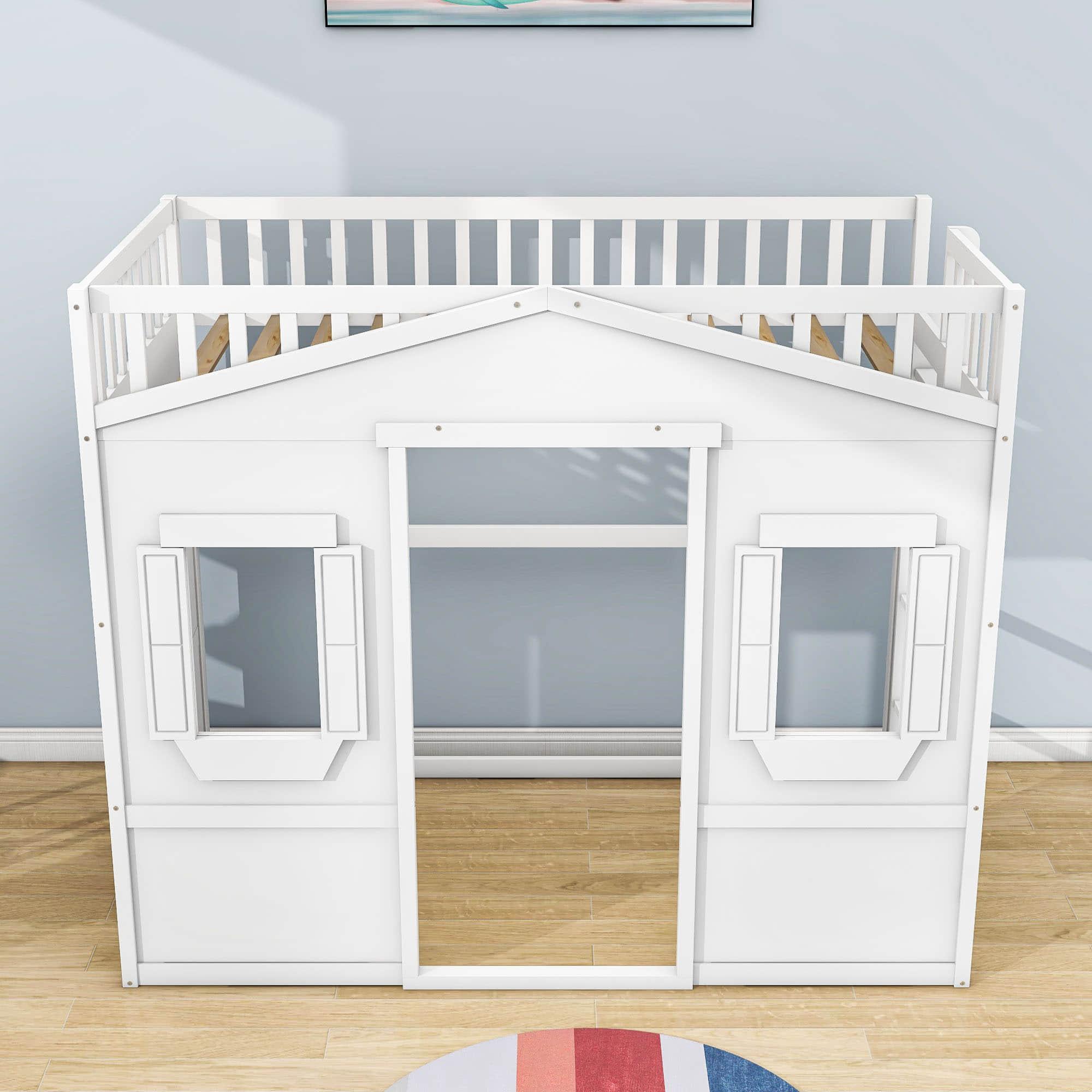 Sturdy Twin Size House Loft Bed for Girls and ,Boys - [Wooden]