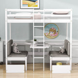 Convertible Twin Loft Bed with Couch and Table, Storage - [Wood, Drawers]