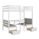 Convertible Twin Loft Bed with Couch and Table, Storage - [Wood, Drawers]