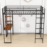 Metal Twin Loft Bed with Desk and Storage Shelves for Teens, Junior, Adult