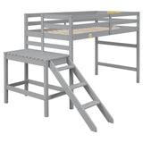 Wooden Twin Loft Bed with Ladder Platform for Adults, Junior