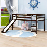 Wood Low Twin Loft Bed for Kids, Toddler with Slide