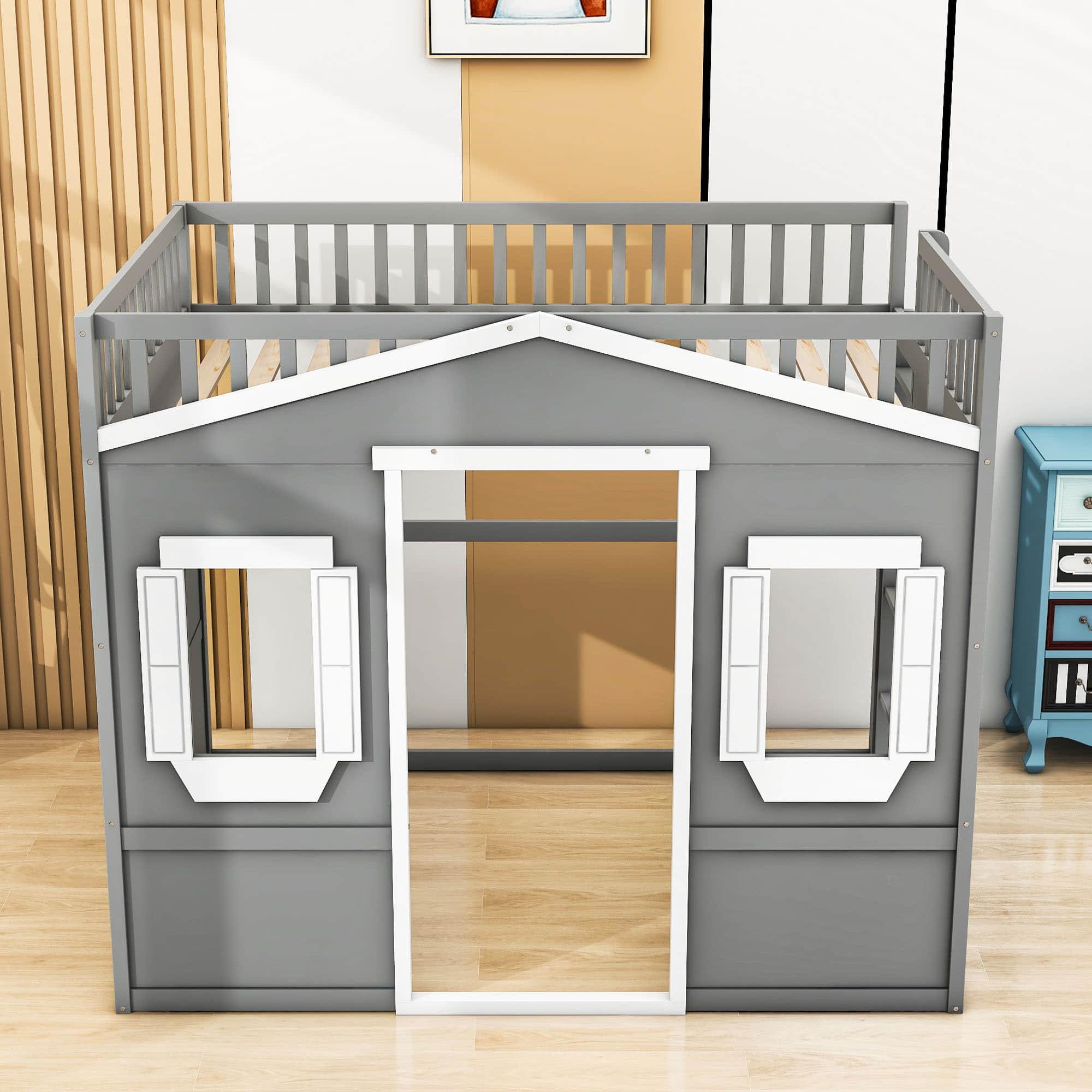 Sturdy Full Size House Loft Bed for Kids,Teens - [Wooden]