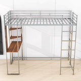 Metal Twin Loft Bed with Desk and Storage Shelves for Teens, Junior, Adult