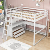 Full Size Loft Bed with Desk and Storage for Adults, Teens, Jr - [Wood]