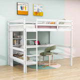 Full Size Loft Bed with Desk and Couch, Storage for Adults, Teens