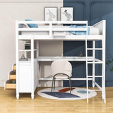 Full Size Loft Bed with Desk and Storage Dresser for Adult, Kids - [Wood, Drawers, Shelves]