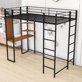 Metal Twin Loft Bed with Desk and Storage Shelves for Teens, Junior, Adult