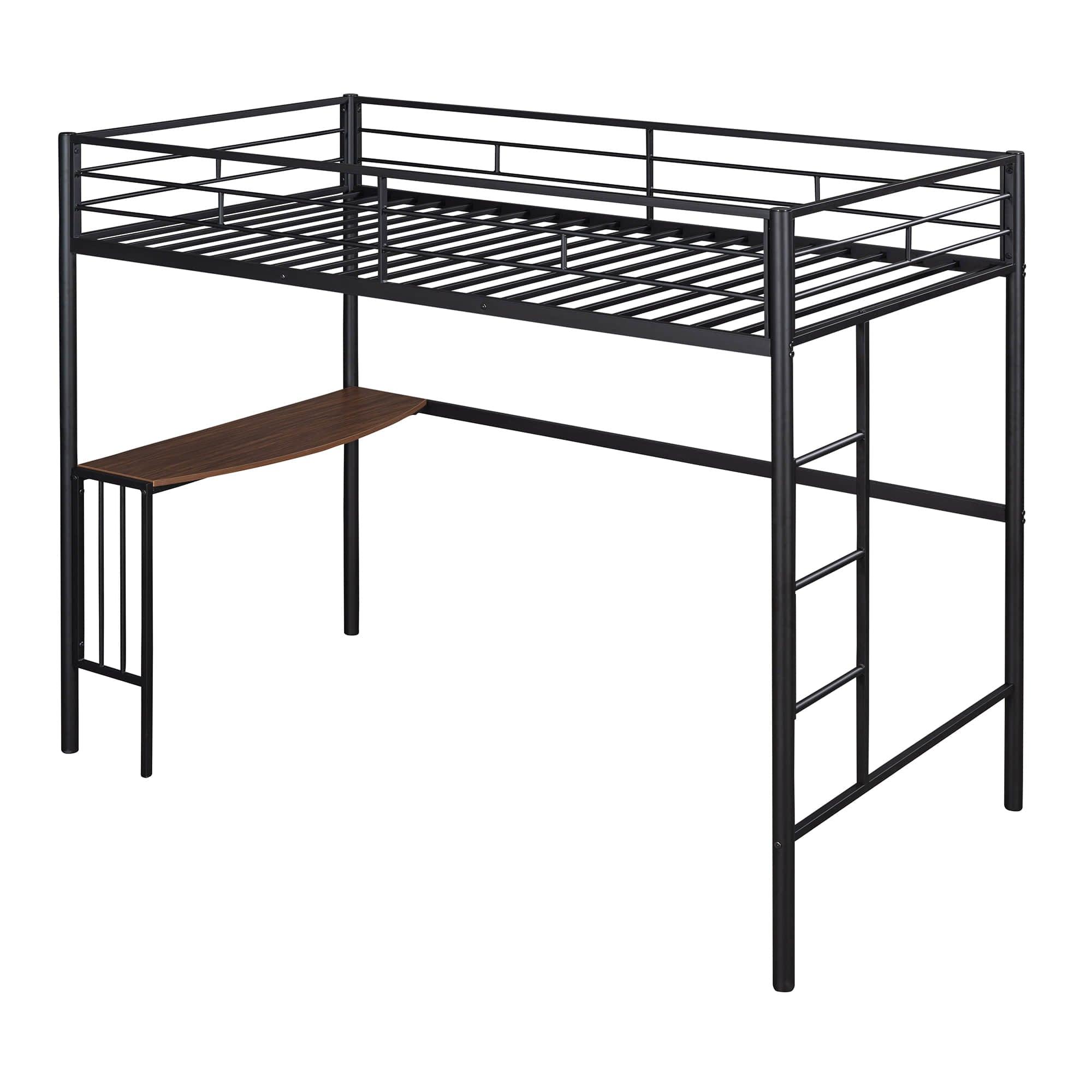 Twin Metal Loft Bed with Desk Underneath for Teen, Junior, Adult