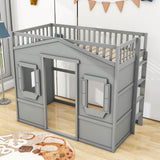 Sturdy Twin Size House Loft Bed for Girls and ,Boys - [Wooden]