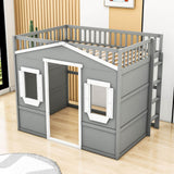 Sturdy Full Size House Loft Bed for Kids,Teens - [Wooden]