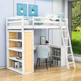 Twin Loft Bed with Desk and Storage Shelves for Adults, Teens