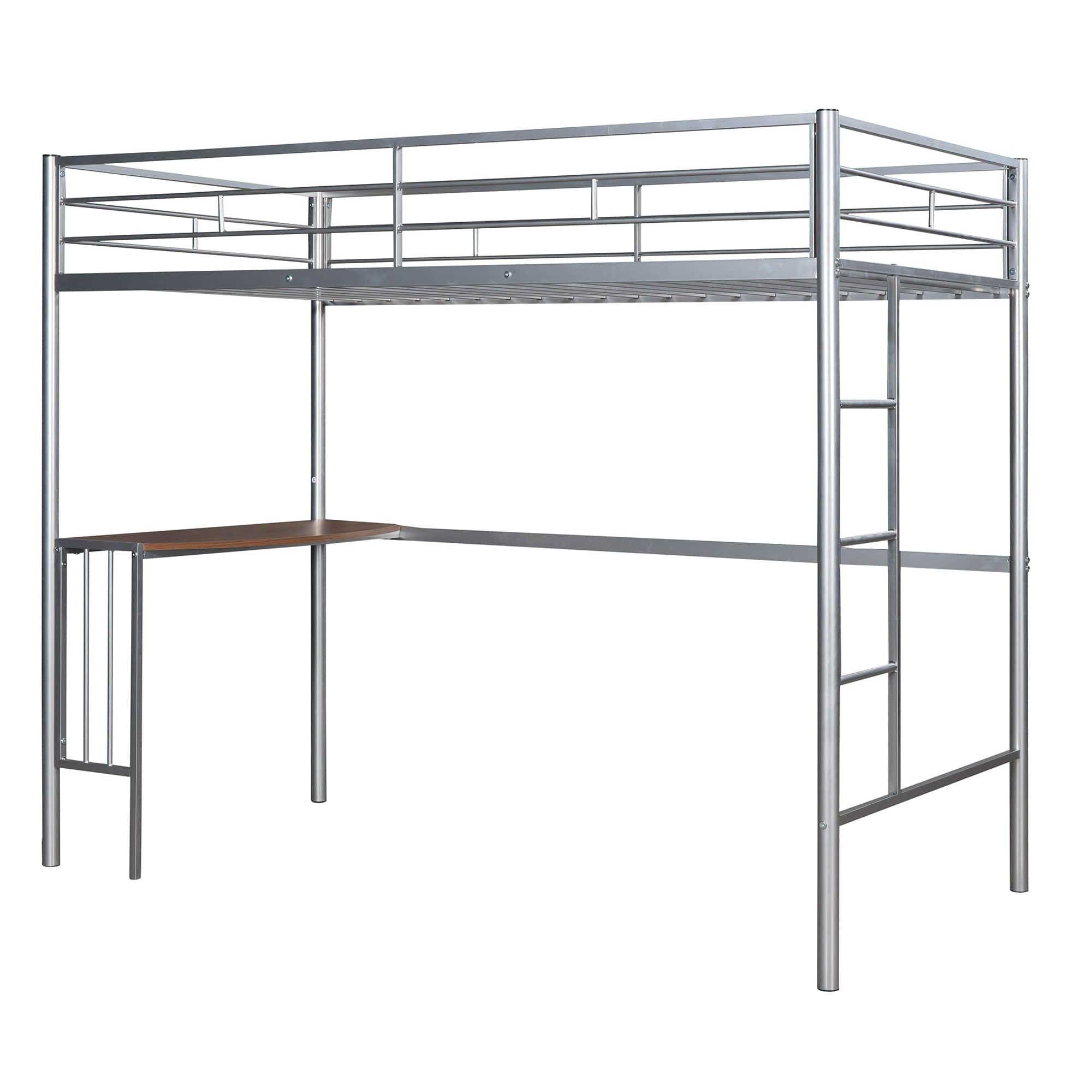 Twin Metal Loft Bed with Desk Underneath for Teen, Junior, Adult