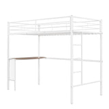 Twin Metal Loft Bed with Desk Underneath for Teen, Junior, Adult