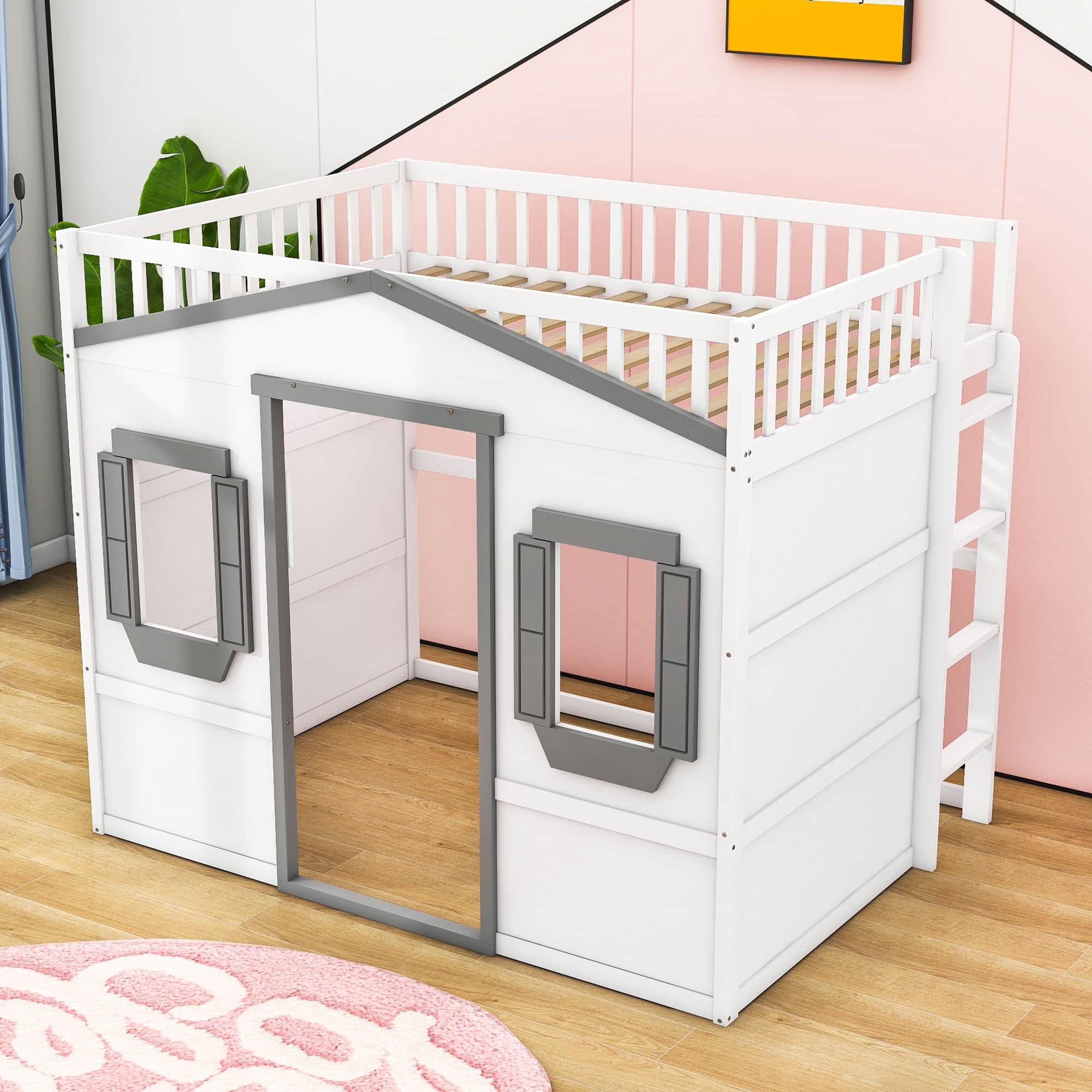 Sturdy Full Size House Loft Bed for Kids,Teens - [Wooden]