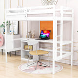 Wood Twin Loft Bed with Desk and Storage for Adults, Kids - [Cabinet]