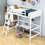 Solid Wood Twin Loft Bed with Interchangeable Ladder for Kids, Adults- [Medium]