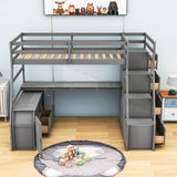 Twin Loft Bed with Desk and Stairs, Storage for Teens, Kids - [Drawers]