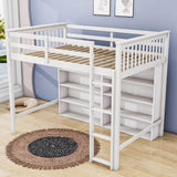 Full Size Loft Bed with Large Open Storage Shelves for Adults, Kids