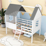 Low Twin Loft House Bed for Kids, Toddler - [Wood, Fun]