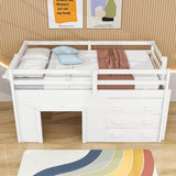 Low Twin Loft Bed with Detachable Storage Dresser for Kids - [Wood, Playhouse, Drawers]