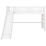 Small Twin Kids Loft Bed with Slide and Ladder - [Wood]