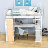 Twin Loft Bed with Desk and Storage Shelves for Adults, Teens