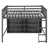 Full Size Loft Bed with Large Open Storage Shelves for Adults, Kids