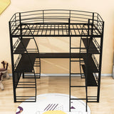 Metal Full Size Loft Bed with Desk and Storage for Adults, Gamer