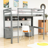 Modern Smart Full Size Loft Bed with Desk and Storage for Adults, Kids