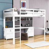 Modern Smart Full Size Loft Bed with Desk and Storage for Adults, Kids