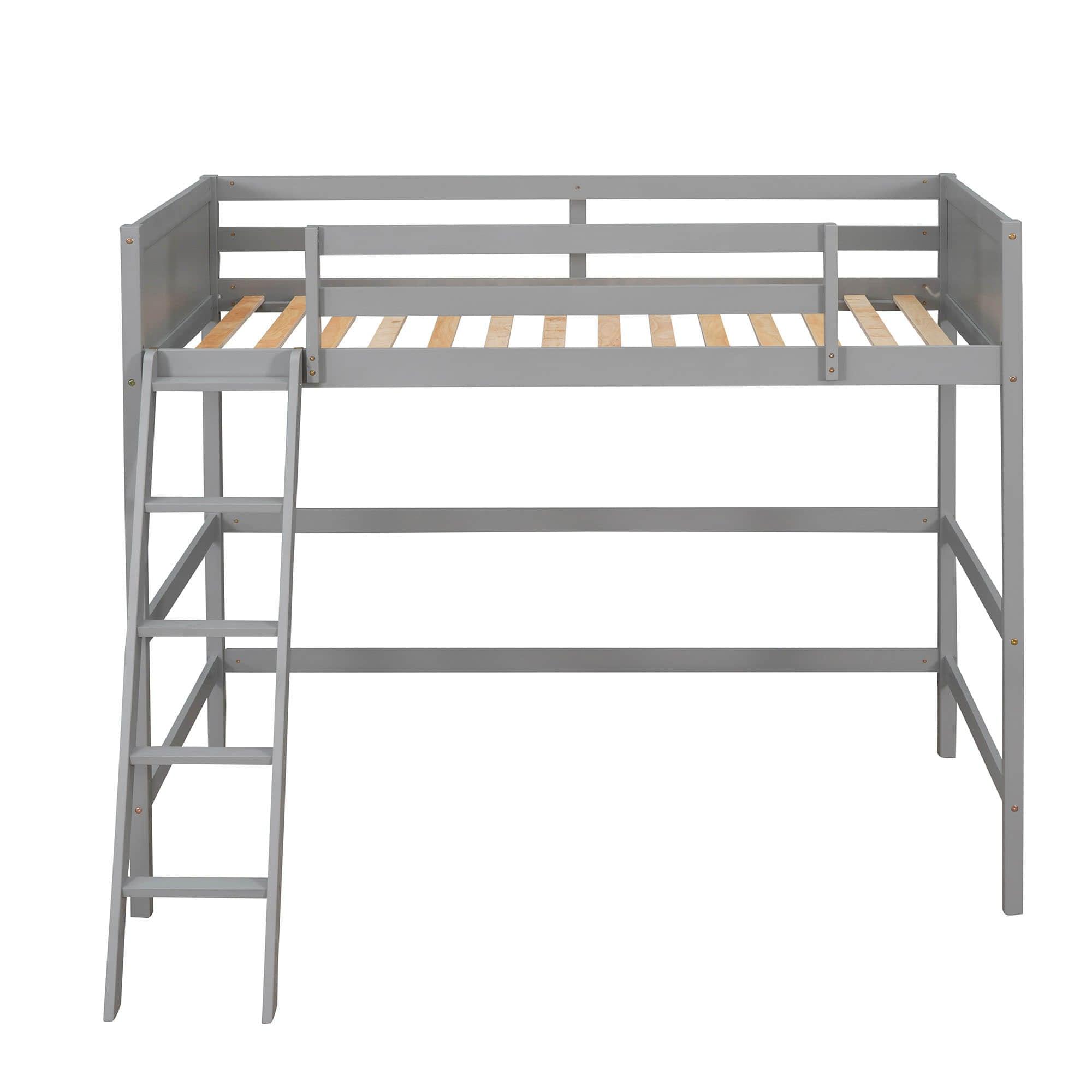 Solid Wood Twin Loft Bed with Interchangeable Ladder for Kids, Adults- [Medium]