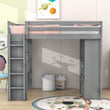 Modern Full Size Loft Bed with Desk and Storage for Adults, Teens