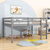 Kids Wooden Full Size Low Loft Bed - [Toddler, Boys, Girls]