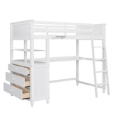 Twin Size Convertible Loft Bed with Desk and Storage - [Dresser, Shelves]