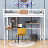 Metal Twin High Loft Bed with Desk and Shelve for Adults Teenagers