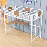 Metal Twin High Loft Bed with Desk and Shelve for Adults Teenagers