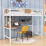 Metal Twin High Loft Bed with Desk and Shelve for Adults Teenagers